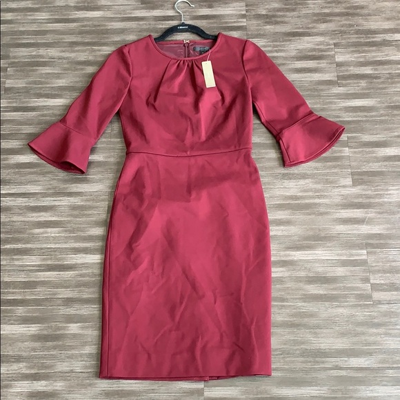 NWOT J. Crew Bell Sleeve Stretch Ponte Sheath Dress - Picture 4 of 6